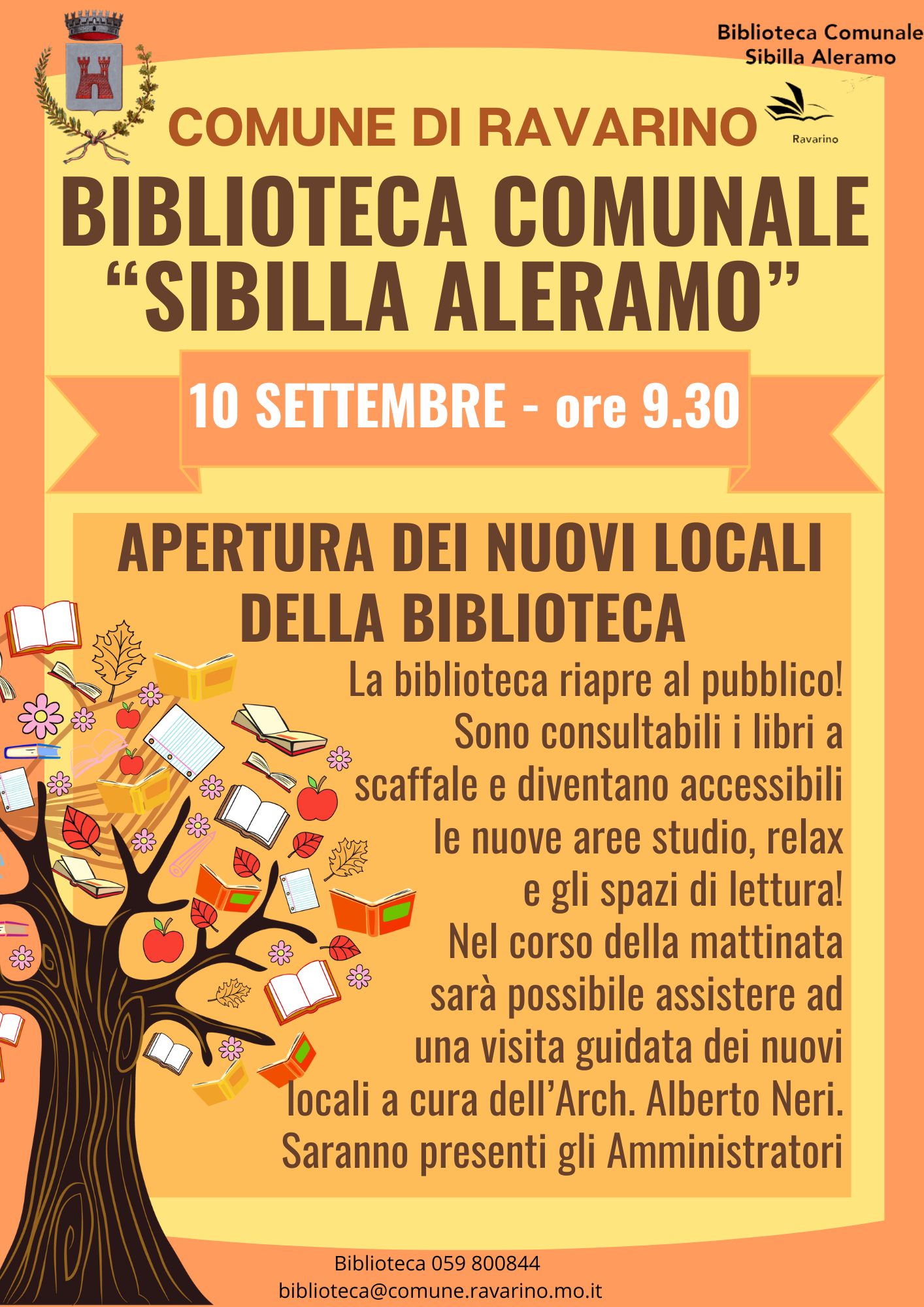 Riapre al pubblico la Biblioteca “Sibilla Aleramo”!