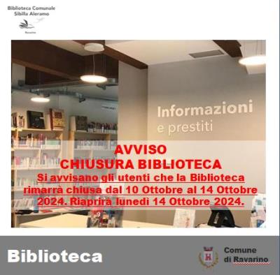 CHIUSURA BIBLIOTECA COMUNALE foto 