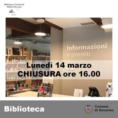 Lunedì 14 marzo, riduzione del servizio della Biblioteca foto 